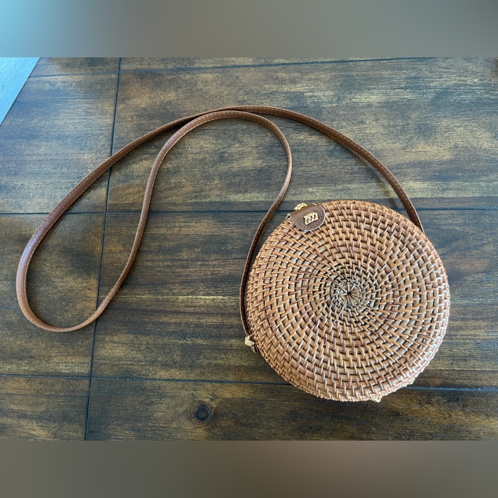 Expressions‎ NYC Round Woven Tan Crossbody Bag